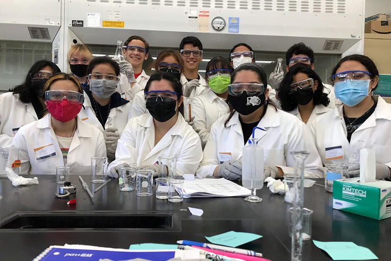 Summer Bridge students in the lab