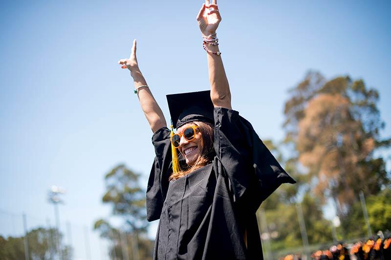 Student celebrating at commencement ceremony