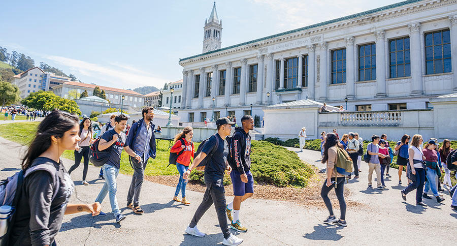 Students walking on campus