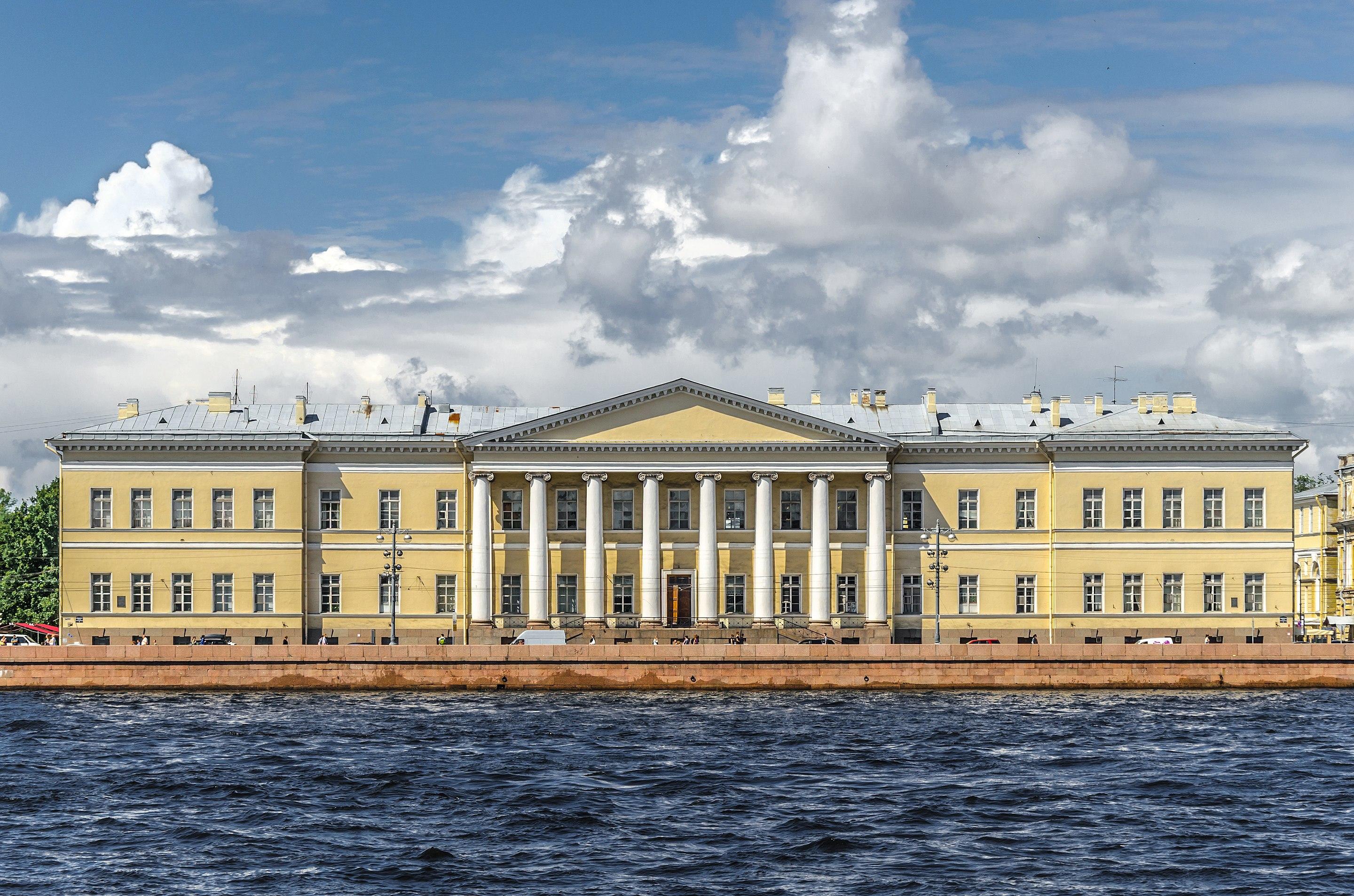 The building of the Imperial Academy of Sciences in Saint Petersburg on Universitetskaya Embankment