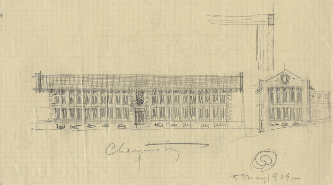 Gilman hall 1909 concept sketch
