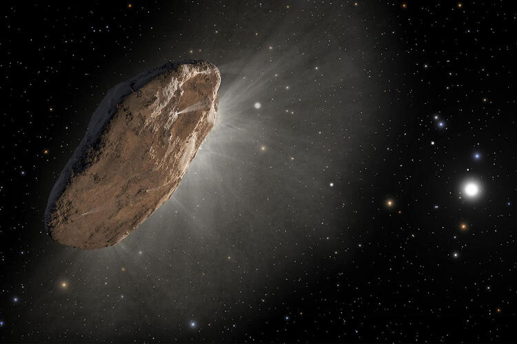 An artist’s depiction of the interstellar comet ‘Oumuamua