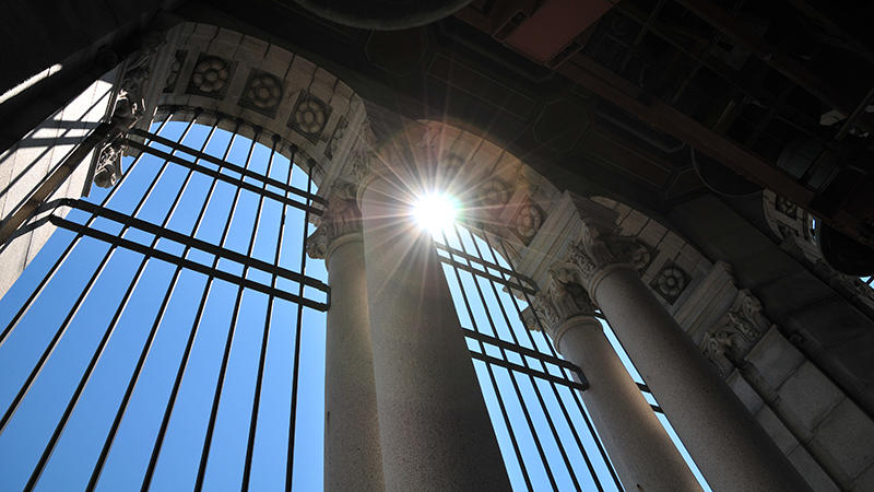 Light comes through the campanile