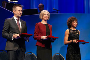 Virginijus Šikšnys, Jennifer Doudna and Emmanuelle Charpentier