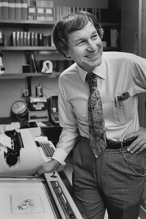 Andrew Streitwieser in his office, 1970s
